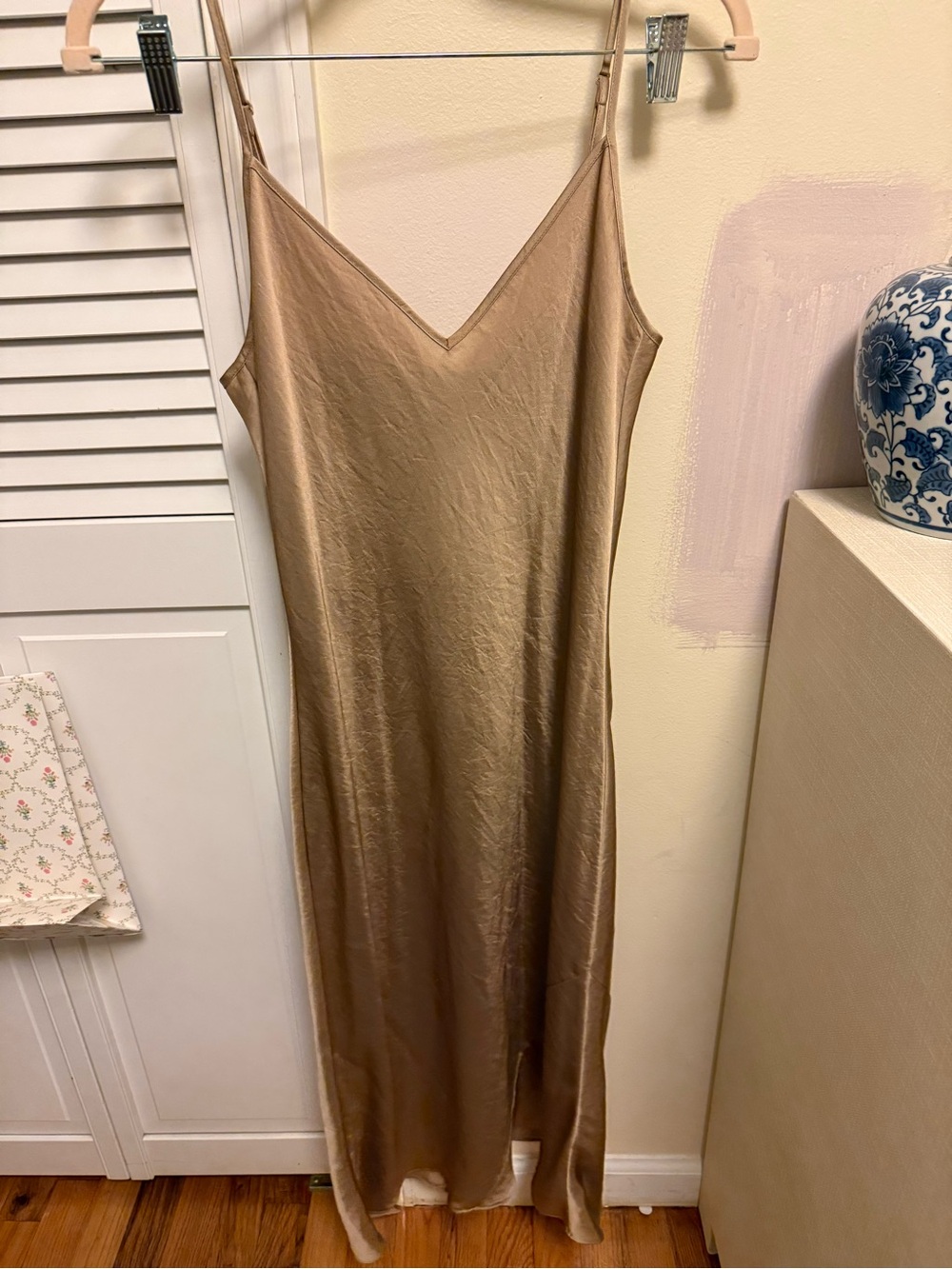 Aritzia Wilfred Gold Satin Slip Dress